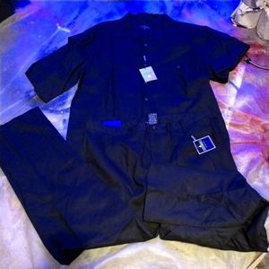 VITTORINO MENS LINEN SUIT 2 PCS SHIRT PANTS 2X BLACK SUMMER